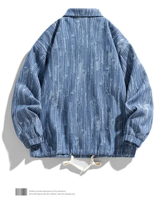 Chaqueta vaquera de lujo personalizada para hombre, 100% algodón, Color sólido, largo, con cuello levantado, estampado láser para invierno - Product Image 4