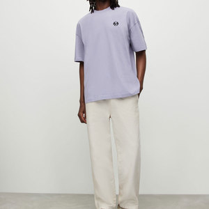 Couleur violette Style décontracté hommes coton t-shirts goutte épaule conception plaine hommes t-shirt - Product Image 3