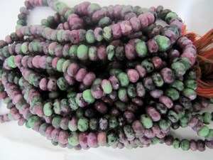 Cuentas facetadas de zoisita de rubí genuino natural, tamaño de 7-8mm, Color verde, hebra de 8 pulgadas, cuentas de piedras preciosas por hebra - Product Image 3