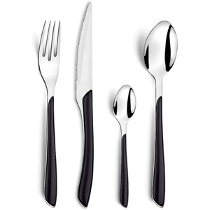 Juego de 3 cubiertos de acero inoxidable usados en utensilios de cocina de mesa, cafetería, hogar, cubiertos chapados en Color plateado, cubiertos con mango de 3 colores - Product Image 2