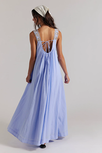 <span class=keywords><strong>Robe</strong></span> maxi bohème pour femmes, best-seller, sans manches, col carré, broderie, coupe <span class=keywords><strong>ample</strong></span>, <span class=keywords><strong>robe</strong></span> longue bleu clair - Product Image 2