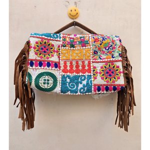 Diseñador exclusivo Banjara Vintage bolsos y embragues espejo trabajo monederos con bordado a mano Patchwork mujer bolso de cuero - Product Image 4