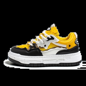 Chaussures de skate sportives blanches, bleues et oranges, bout rond, tige synthétique, semelle extérieure en caoutchouc, style été - Product Image 2