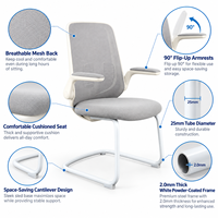 Chaise de visiteur de bureau moderne en maille, chaise de conférence avec coussin confortable et base cantilever stable pour salle de réunion