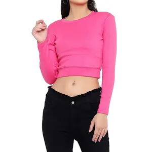 Ladies Crop t-shirt knitted polyester cotton breathable anti shrink plane dyed customized design wholesaler Bangladesh