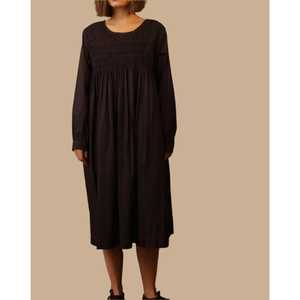 Vestido de Algodón TANISI Bordado Negro, Estilo Casual Elegante para el Día, Transpirable, Largo hasta la Rodilla, Opciones de Tallas Grandes XS-6XL, con Cierre - Product Image 3