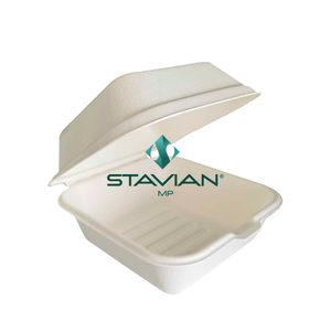 Vaisselle et vaisselle jetables à clapet en bagasse biodégradables personnalisables 6x6 Conteneur alimentaire écologique pour hamburger - Product Image 2