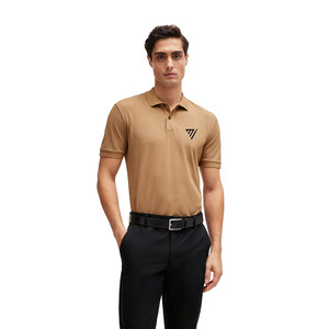 T-shirt polo à manches courtes coupe ajustée pour homme haut d'été respirant en coton avec motif doux et solide coupe confortable - Product Image 1