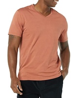 T-shirt formel en jersey 100 % coton pour homme, col en V, manches courtes, coupe classique, logo tricoté sur le devant, couleur unie
