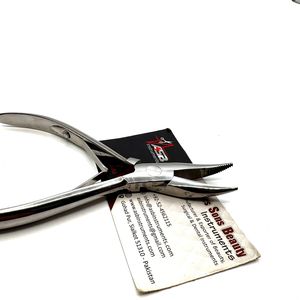 Pince à pression à microbilles à pointe incurvée Impression de logo personnalisé Pince d'extension de cheveux en acier inoxydable - Product Image 2