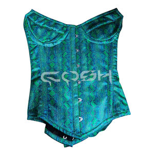 Corsé Overbust Personalizado con Estampado de Piel de Serpiente Verde Esmeralda, Corsé Reductor de Cintura con Varillas de Acero Reforzadas para Club Nocturno - Product Image 3