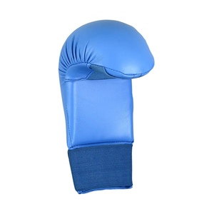 Guantes de boxeo de cuero real Diseño de logotipo personalizado Guantes de entrenamiento de boxeo Artes marciales Cuero Azul Entrenamiento Guantes de combate - Product Image 5