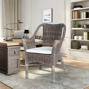 Sillón Monaco, Superventas, Hecho a Mano, Diseño Asiático Moderno, Madera y Ratán, para Villa, Apartamento, Comedor, Hotel y Oficina en Casa - Product Image 1