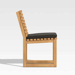 Silla de Comedor Vento de Diseño Moderno en Madera de Teca Sólida con Cojín Negro, Acabado Natural para Uso en Interiores y Exteriores - Product Image 2