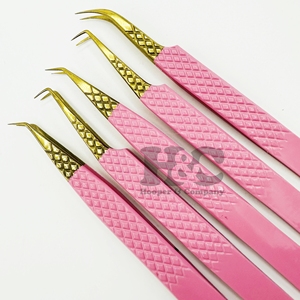 Pinzas personalizadas con logotipo de etiqueta privada, pinzas de agarre rosa, nuevas pinzas de pestañas de acero inoxidable sostenibles con visón de Color Rosa bebé - Product Image 2
