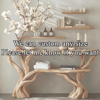 Table Console Luxe Moderne en Bois Massif avec Bibliothèque Arbre pour Salon, Villa et Salle à Manger
