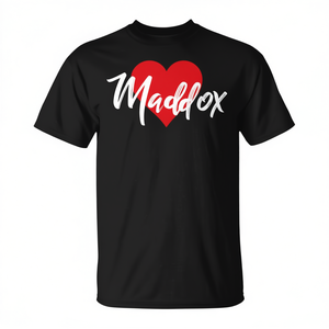 T-shirt con nome I Heart Maddox, nera, taglia unisex per adulti - Product Image 2