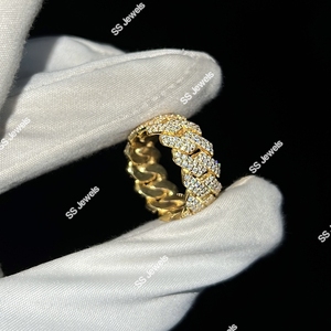 Anillo de Boda de Oro Sólido de 10K con Diamante VVS CVD de Corte Brillante, Estilo Cubano para Hombre, Unisex, Moderno, Cultivado en Laboratorio, Estilo Hip Hop - Product Image 1