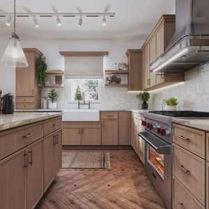 Nouvelle conception de cuisine moderne européenne en bois, placage de bois, finition laquée mate, armoire de cuisine complète, provenant d'une usine au Vietnam - Product Image 1