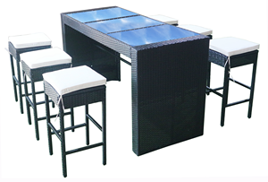 ALTA CALIDAD PRECIO BARATO PE RATTAN MIMBRE MUEBLES DE JARDIN BAR SET - Product Image 2