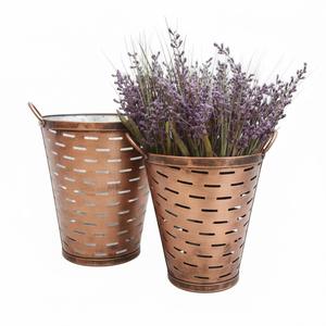 Juego de 2 Macetas Colgantes de Metal con Acabado Plateado Estilo Moderno de Granja, Cubo de Hierro para Olivos, Decoración de Jardín Exterior - Product Image 2