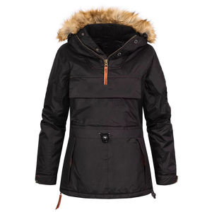 Manteau parka long pour femme à capuche avec doublure en polaire, veste d'hiver imperméable en tricot pour l'extérieur, fermeture éclair, impression de logo personnalisée - Product Image 5