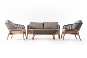 The Venita set is crafted from highquality solid teak and features woven rope detailing and water resistant cushions for <b>outdoor</b> - Product Image 2
