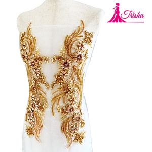 Elegantes apliques de cuentas en 3D para bodas Hecho en India Servicio OEM disponible Agregar toques lujosos a su vestido - Product Image 2