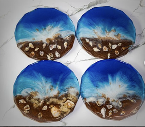 Posavasos Redondo Personalizado de Resina Epoxi con Borde Dorado para Mesa de Comedor, desde India - Product Image 2