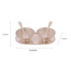 German Silver 2-Bowl Decorative Platter <b>Set</b> Multiutility <b>Dinnerware</b> with Elegant Velvet Box - Product Image 3