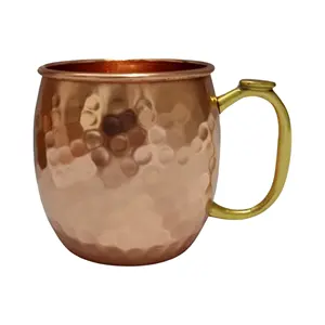 100% pure Copper Moscow Mule Hammered Drinking Mug with Brass Thumb Handle Drinkware inside outside polish cheap handmade mug