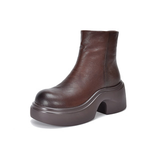 รองเท้าบูทหนังผู้หญิงแบบสานพื้นหนา ส้นสูง แฟชั่นทันสมัย - Product Image 4