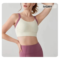 Soutien-gorge de sport de yoga pour femmes à séchage rapide avec logo avant en Spandex/Nylon à col en V profond-Entraînement le plus vendu