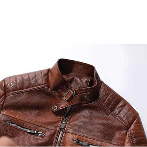 Nuevas chaquetas de cuero genuino para hombre Biker Brown Real Leather Jacket Men - Product Image 3