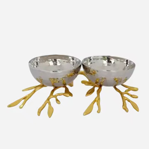 Minimalist Eco-Friendly Handmade Stainless Steel Serving Bowl Stand with Modern Raised Metal Stand for Party Use - Product Image 2