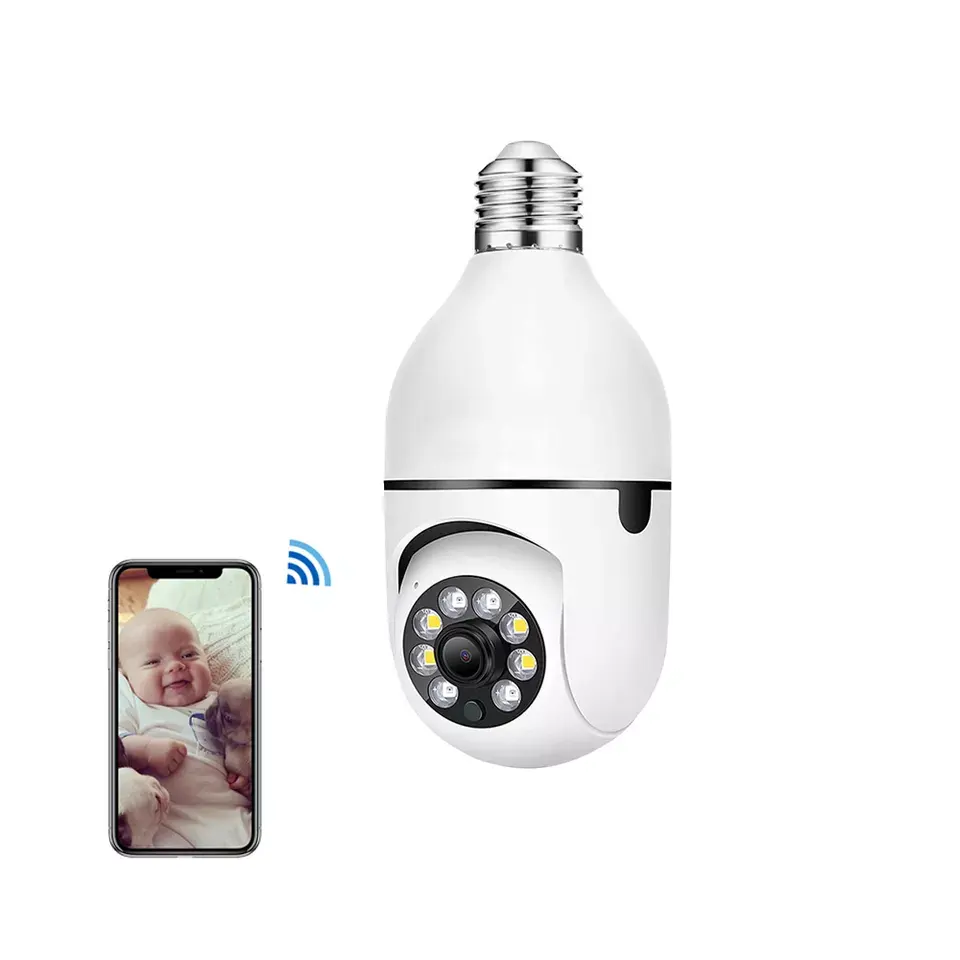 Home Smart Wireless Ip Hd 360 Degree Surveillance Ptz Light Bulb Security Wifi Cctv Network Camera
