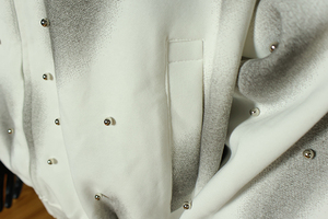 OEM Custom 100% Cotton Lined Fleece Full <b>Zip</b> Hoodie with Distress Acid Wash and Rhinestones - Product Image 3