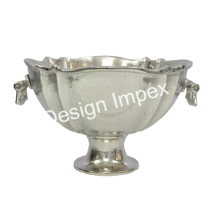 Cuenco de enfriamiento de champán, Cubo de almacenamiento de cubitos de hielo de aluminio fundido estilo Pedestal, cuenco plateado, encimera, enfriador de vino, logotipo personalizado - Product Image 2