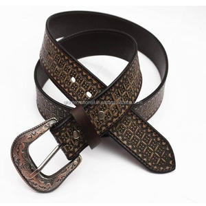 Ceinture d'outillage en cuir occidental sculptée à la main de dernière conception avec boucle ardillon florale solide réglable tailles personnalisées - Product Image 3