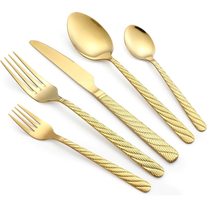 Diseño atractivo Restaurante Barato Chapado en oro de acero inoxidable Cubiertos chapados en oro Juego de cubiertos de metal de acero inoxidable para comida - Product Image 1