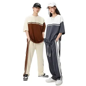New Men's sports Tracksuit Women Casual T-Shirt and Pants Half Sleeve Two Piece Set for Couple High Quality Loose Male Clothing