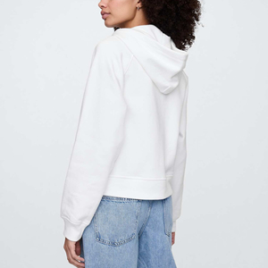 Customised <b>cropped</b> women's <b>hoodies</b> oversized full <b>zip</b> <b>up</b> <b>hoodies</b> women solid <b>white</b> colour comfortable hip hop women's sweatshirt - Product Image 2