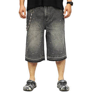 Shorts en jean de style moderne, poids lourd, couleurs et logo personnalisés, taille plus, délavé au soleil, qualité supérieure, pour hommes - Product Image 3