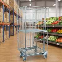 Cage de transport pliable en acier à 4 côtés, finition électro-zinguée brillante, pour laverie, supermarché et transport de palettes