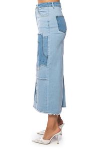 <span class=keywords><strong>ANGEL</strong></span> PATCHWORK DENIM MAXI gonna gonna a matita Jeans stordita Patchwork lunga gonna leggera in Denim - Product Image 6