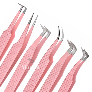 Ensemble de 6 pinces à cils professionnelles pour extensions de cils, kit d'extension de cils, isolation de volume, pinces courbées en forme de L, pinces de précision - Product Image 4