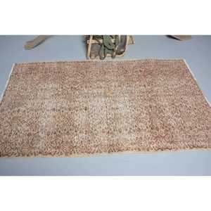 Vintage Area Rug 4.1x6.5 ft (124x198 cm), <b>Brown</b> Patchwork Turkish Rug - Product Image 3