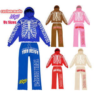 Survêtements d'usine brodés Oem pour hommes 2 pièces Logo personnalisé grande taille Ensembles de sport pour hommes en polyester coton boxy uni surdimensionnés - Product Image 1