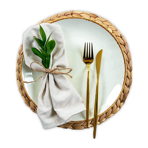 Home and Wedding Exquisite Kitchen Tablemats Handmade Natural Round Solid Water Hyacinth Dining Table Wicker <b>Placemats</b> - Product Image 5