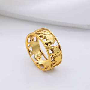 2026 Trendy Design Vintage Boho Multi <b>Elephant</b> Tribal Band Ring 18k Gold Plated Ethnic Brass Animal Wholesale Ring For Women - Product Image 2